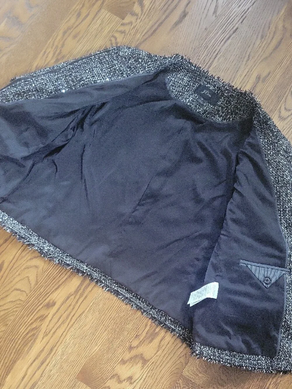 J. Crew Cropped Black & White Metallic Tweed Jacket - Size 12
